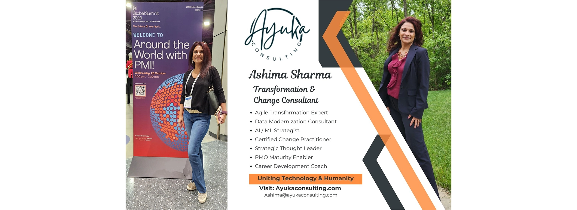 Photos and biography of Ashima Sharma, founder of Ayuka Consulting.